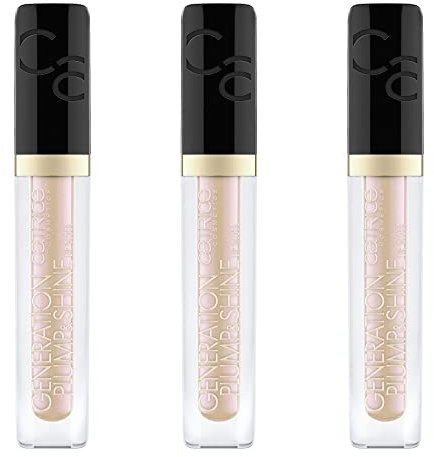 Catrice Generation Plump & Shine Lip Gloss, Lipgloss, Nr. 090 Golden Zircon, nude, vergrößernd, langanhaltend, glänzend, schimmernd, vegan, ölfrei, ohne Alkohol, 3er Pack (3 x 4,3ml)