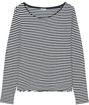 Marc O'Polo Damen B41243952493 Longsleeve Aus Bio-Baumwolle, Langarmshirt Mit Rundhalsausschnitt, Softes Damenshirt Lässigem Look, Blau, XL EU
