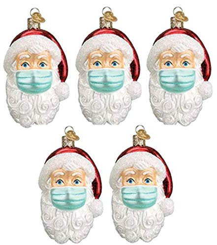 Timess Christmas Personalisierter Weihnachtsmann mit Mundschutz personalisierte Ornamente Weihnachtsbaumschmuck Feiertage Dekorationen Segen Weihnachtsmann Weihnachtsbaum Hängen Anhänger (A5)