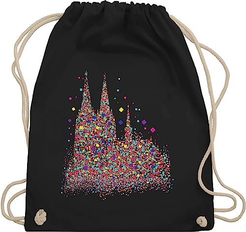 Turnbeutel Rucksack - & - Taschen - Kölner Dom Konfetti I Karneval I Fasching - Unisize - Schwarz - köln geschenke karnevalsbeutel faschings koln beutel souvenir karnevalstasche karnevals kölle