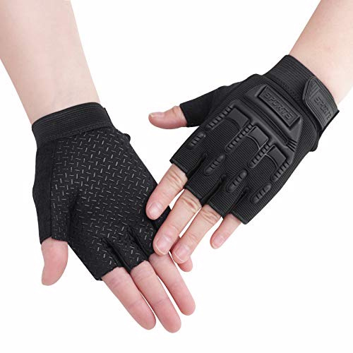 GREUS Kids Half Finger Cycling Gloves Mittens Breathable Non Slip Fingerless Bike Riding Gloves Shockproof Sports Training Gloves UV Protection Outdoor Skateboard Gloves for Boys Girls 6-10Y