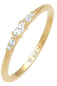 Elli Ring Damen Marquise Elegant Verlobung mit Zirkonia Kristallen in 925 Sterling Silber