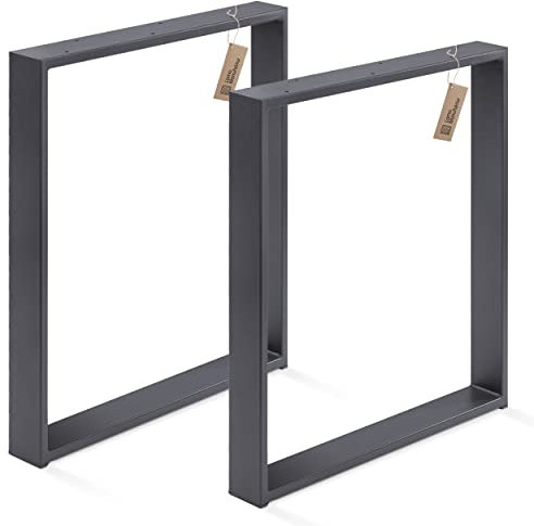 LAMO Manufaktur Tischbeine für Schreibtisch Esstisch, Simple Medium, Vierkantprofil 60x30 mm, Tischgestell 70x72 cm (BxH), Grau, 2 Stück, LTS-01-D-EE-7016