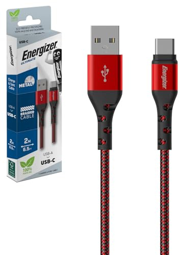 Energizer - Cavo di ricarica USB-C intrecciato - Cavo per caricabatterie lungo - Alta resistenza - Rosso