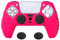 eXtremeRate PlayVital Funda de Silicona para ps5 Mando - Carcasa Protectora Suave y Antideslizante con 2 Tapas de Joystick, Compatible con DualSense, Accesorio para ps5 (Edición Guardian-Rosa Vivo)