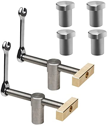 Bench Dog, 2Pcs Dog Hole Clamp Woodworking Bench Clamp with 4 Pcs 20mm Bench Dogs Hole Adjustable Workbench Stop Stainless Steel Brass Carpenter Tool (20 mm)
