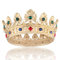Barock Königskrone Herren Metall Prinz Haarkrone Vollkreis Haarschmuck für Cosplay Abschlussball (Gold mit Grünem Stein)