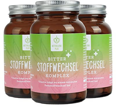 BitterLiebe® Bitter Stoffwechsel Komplex - 90 hochdosierte Kapseln mit Cholin, Zink, Vitaminen & Bitterstoffen - Für einen normalen Fett- und Energiestoffwechsel - Vegan & Made in Germany
