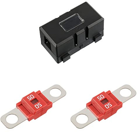SIGANDG ANS Porte-fusible de voiture et 2 fusibles Midi boulonnés à courant élevé pour voitures, camions, véhicules (50 A Ampères)