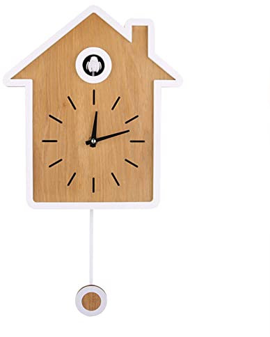 Natudeco Wanduhr im nordischen minimalistischen Stil, Design, schlicht, modern, Kuckucksuhr, Berichtsuhr, Schaukeluhr, Wanduhr, dekorativ für Kinderzimmer, Wohnzimmer(Weiß)