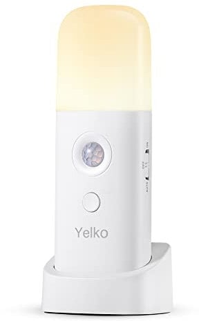 YELKO Motion Sensor Night Light, 2000mAh Rechargeable Night Lights Battery Powered, PortableDimmable Nightlights with 5 Brightness Levels for Kids,Adults (Warm White 1Pack)