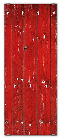 banjado® Wandgarderobe aus Echtglas/Design Garderobe 50 x 125 cm groß/Flurgarderobe mit 7 Haken/Beschreibbares Garderobenpaneel Motiv Rote Holzlatten