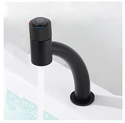 Messing-Badarmatur Einloch-Waschtischarmatur Waschtischarmatur heiß und kalt verstellbar, Arbeitsplatteninstallation, für Küchen, Waschtische und Wohnmobile, Mattschwarz