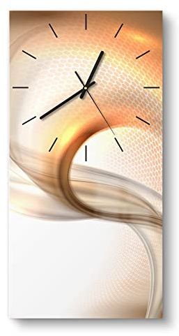 DEQORI Glasuhr | horizontal 30x60 cm | Motiv Schwingungen im Licht | große XXL Design Uhr aus Glas | leise Wanduhr für Wohnzimmer & Küche | moderne Hingucker Uhr für die Wand