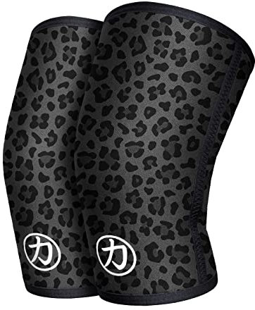 Strength Shop Ginocchiere uomo e donna in neoprene 7 mm, 1 paio (L), Colore: Leopardate, ginocchiere palestra IPF approved resistenti agli strappi, ginocchiere powerlifting, ecc.