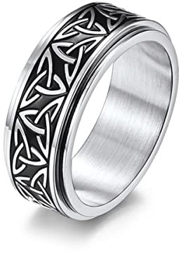 YAHOYA Drehen Drehen Angst Fidget Ringe Homme Titan Stahl Ring Für Männer Frauen Keltische Knoten Paar Spinning Spinner Ring Geschenk