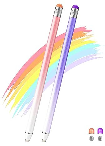 2 in 1 Tablet Stylus Pen for Touch Screens, Mobile Phone Pen with 4 Additional Tips, Capacitive Touchscreen Pen for iPad Pro/iPhone/Samsung/Lenovo/Chromebook/Android/iOS/Huawei and so on