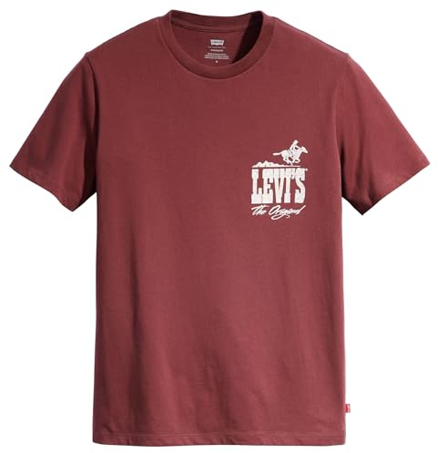 Levi's Men's Graphic Crewneck Tee T-Shirt, Western Logo Back Red Mahogany, S