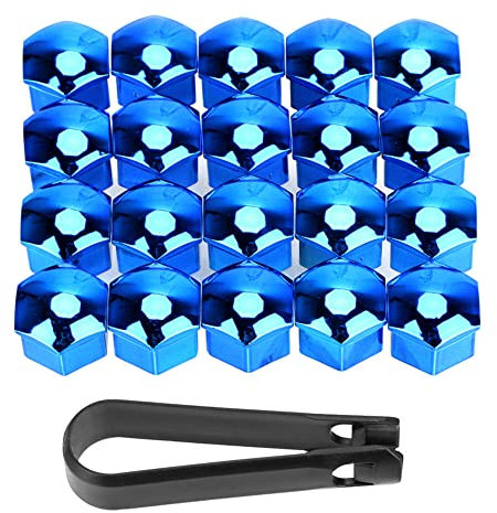 20 Stück 17mm Auto Radmutterkappen Radschrauben Kappen Radmuttern Abdeckungen für Räder Universal Reifen Mutter Abdeckungen Radmuttern mit Entfernung Werkzeug für Autos Blau