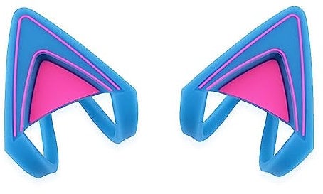 Orejas de gato de silicona que brillan en la oscuridad, encantadoras orejas de gato fluorescentes compatibles con Bose/Razer/HyperX/Corsair/SteelSeries Arctis/Edifier auriculares para juegos (azul)