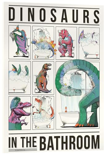 Posterlounge Dinosaurier im Badezimmer Acrylglasbild von Wyatt9 100 x 130 cm Bunt Wandbilder Wanddeko