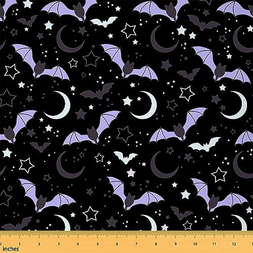The Yard Stoff mit wilden Fledermäusen, neonviolett, Wildtier-Polsterstoff für Stühle, Sofa, Halloween, dekorativer Stoff für Zuhause, DIY-Projekte, Galaxie, Mond, Sterne, Nähzubehör, 91 cm