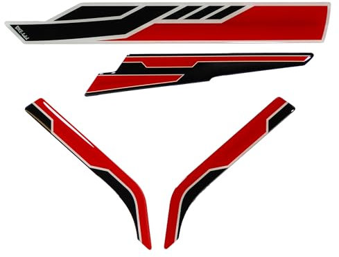 Tankpad Aufkleber Kettenschutz kompatibel für Kawasaki Z650 rot silber X550510VA
