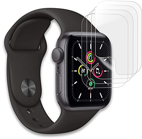 Three-Tree Pellicola protettiva in vetro temperato per Apple Watch 4/5/6/SE 44 mm, 2 pellicole protettive per display in TPU di alta qualità, pellicola protettiva per Apple Watch 4/5/6/SE – 44 mm