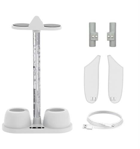 Junerain Ladestation, Controller-Ladegerät, RGB-Licht, VR-Brillen-Aufbewahrungsständer, Rutschfester VR-Headset-Controller-Ständer for Meta Quest 3