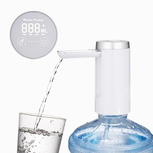 TOPWAY Wasserflaschen Pumpe Faltbar mit LCD Display, Tragbar USB Aufladung Automatischer Elektrischer Flaschen Wasserpumpe Wasserspender Universell für Zuhause, Küche, Büro, Camping