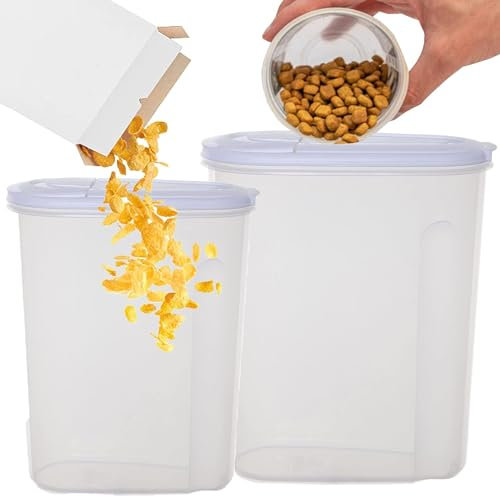 STORM TRADING GROUP Airtight Kitchen Cereal Storage Containers Dry Food Containers 3L or 5L with Air Tight Lid Ideal for Rice, Pasta & Dry Foods (5 Litres - 2 Containers)