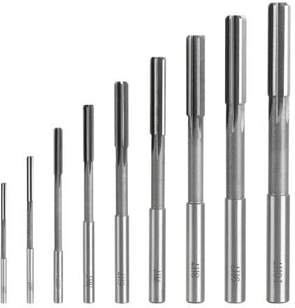 SWAWIS 9 Pezzi H7 Alesatore a Flauto Diritto HSS, 2-10mm Alesatori a Macchina per Lavorazione Legno e Metalli per Migliorare Precisione Nella Lavorazione dei Fori