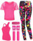 TraLxwee 80er 90er Jahre Outfit, Netzshirt, Tank Top, Artistic Leggings, Beinwärmer, Netzhandschuhe, Stirnband - Kostüm Damen Neon Party Accessoires