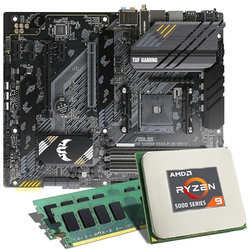 Mainboard Bundle | AMD Ryzen 9 5900X, 12x 3700 MHz, 32 GB DDR4-RAM, ASUS TUF B550-PLUS Gaming WiFi, 2X M.2 Port, PCIe 4.0 x16, USB 3.2 Gen2 | Tuning Kit | CSL PC Aufrüstkit