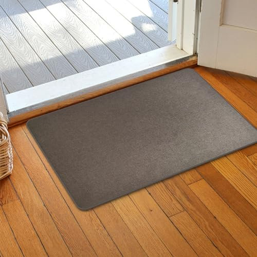 Yancorp 17x30 Ultra Thin Door Mat Indoor, Dark Brown, 0.1 Inch, Minimalist, Non-Slip, Washable, Water Absorbent, Flat Woven, Solid, Rectangular, Both Indoor/Outdoor, All Seasons, Doormat