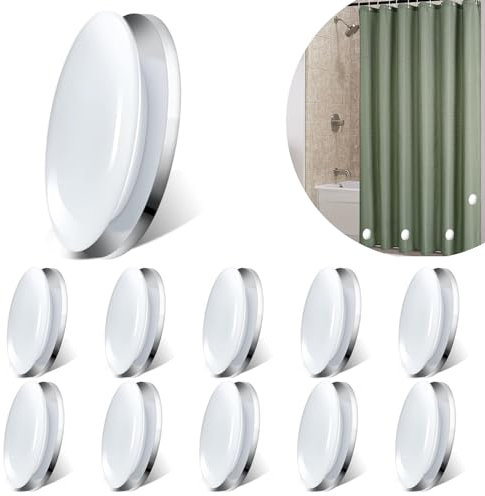 mohito 10 Paia Rotondo Magnetico Tenda Pesi, Calamite per Tende da Doccia, Pesi Magnetici per Tende, Pesi per Tenda da Doccia per Doccia Finestra Tenda Tovaglie Impermeabile (Bianco)