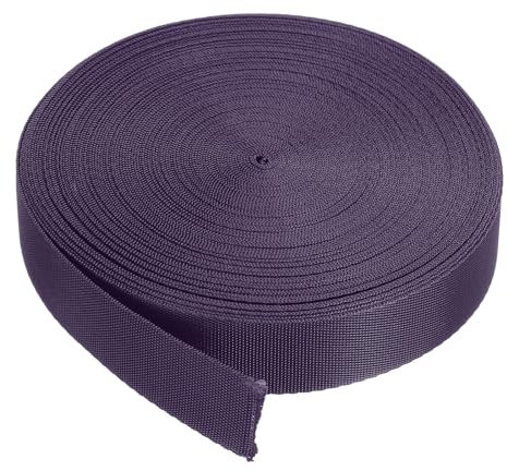 QUARKZMAN Sangle en Nylon Plate de 25 mm, 10 Yards, Violet Foncé pour Réparations DIY, Sac à Dos, Porte-Bagages, Artisanat