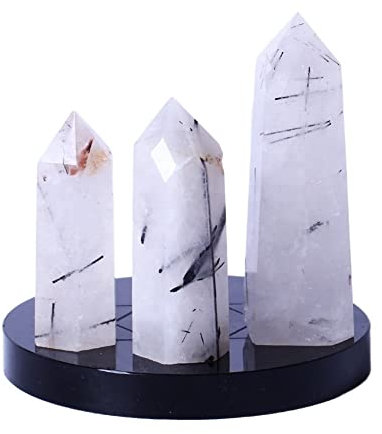 KuRkur Home Cristallo Naturale Tormalina Nera Quarzo Point Tower Asta in Pietra Preziosa Nera Confezione da 1 Cristalli Naturali(Size:5-6cm)