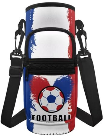 Jeiento Football Print Water Bottle Carrier Water Bottle Sling Bag with Phone Pocket Water Bottle Sling Case Bag Carrier for Men Hiking,Camping,Fishing