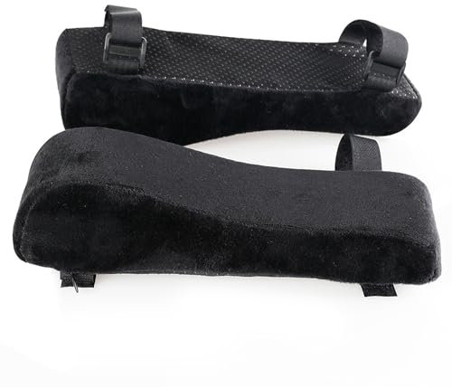 2 Stück Armlehnen Pads, Memory-Schaum Armlehne Kissen, Ergonomische Armlehnenbezug für Bürostuhl, Gaming Stuhl, Rollstuhl (Schwarz-1)