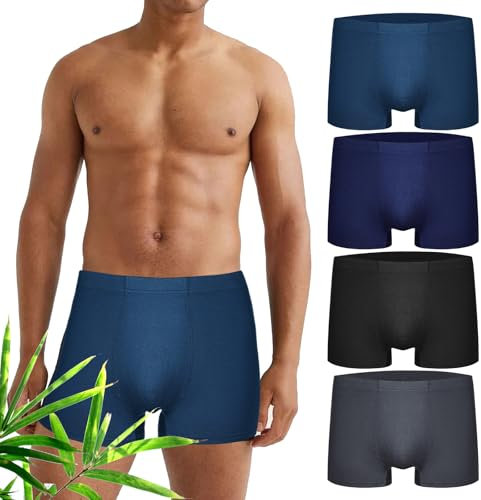 BBXWANG 4 pièce Boxer Bambou Homme Respirant Boxer Fibre de Bambou Homme (FR/ES, Alpha/Lettres, L, Taille Normale, Taille Normale, Multicolore)