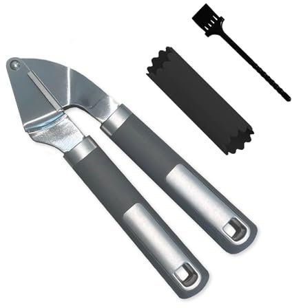 VDM Home Products Presse-ail – Passe au lave-vaisselle – Presse-gingembre – Presse-herbes – Avec éplucheur d'ail et brosse de nettoyage – Idéal pour l'ail et les herbes