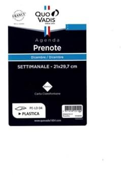 Ersatzkalender PRENOTE kompatibel mit Quo Vadis - Jahr 2025 Farbe Schwarz Format 21 x 27 cm Woche 13 Monate - Italienische Sprache mit Telefonregister, Stift und Lesezeichen