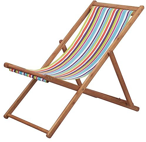 Xichuzi Klappbarer Strandstuhl, Camping-Stühle, Strandsessel, Strandliege, Angelstühle, Beach Chair, Gartenstuhl, Stoff und Holzrahmen Mehrfarbig