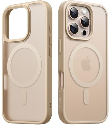 JETech Magnetic Case for iPhone 16 Pro 6.3-Inch Compatible with MagSafe, Translucent Matte Back Slim Shockproof Phone Cover (Desert Titanium Back)