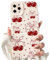 NITITOP Compatible with iPhone 11 Pro Max Case Cute Bowknot Cherry Pattern Little Heart for Women Girl Soft TPU Shockproof Protective Phone Cover Girly - White
