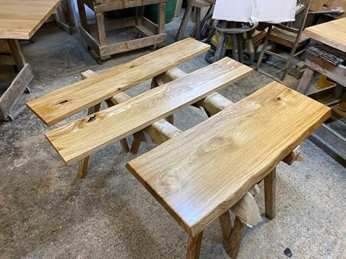 Generisch Massive Eichenplatte aus Deutscher Eiche handgefertigte Tischplatte Regalbrett wasserresistent behandelt für Esstisch Couchtisch (Baumkante, 180cm x 65cm x 4cm, geschliffen)