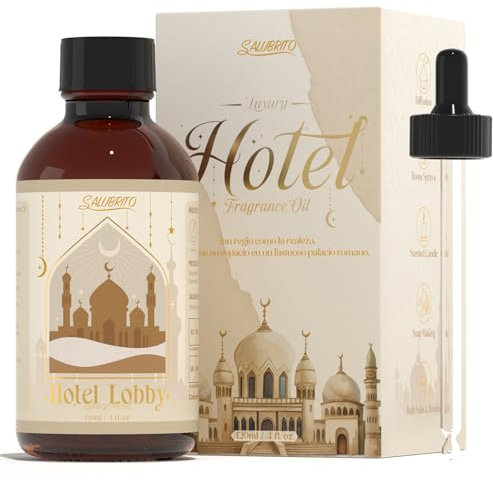 SALUBRITO Hotel Lobby Ätherische Öle 120ml, Luxus Hotel Duftöl für Diffuser, Luxuriöser Hotel-Duft, Gemischt mit Zitrone, Sandelholz, Zeder, Aromatherapie Duftöle Geschenk für Frauen