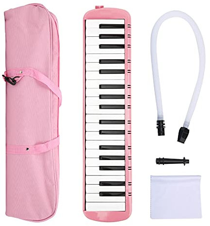 37 Tasten Melodica, ABS tragbare Luftpiano -Keyboard -Windmusikinstrument mit Tragetasche für Anfänger Berufstraining (Rosa)