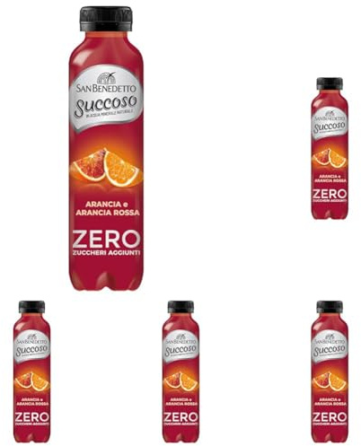 San Benedetto, Succoso Zero alla Arancia Rossa, 400 ml Bevanda Leggera e Dissetante in Acqua Minerale Naturale, Senza Zuccheri, Conservanti Coloranti e Glutine (Confezione da 5)